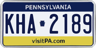 PA license plate KHA2189
