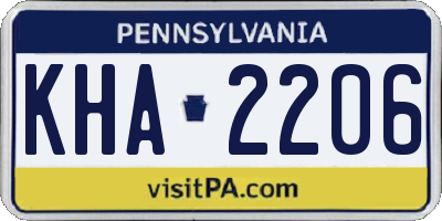 PA license plate KHA2206