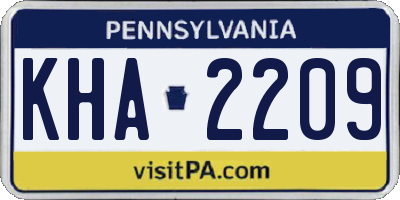 PA license plate KHA2209