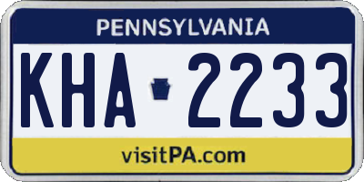 PA license plate KHA2233