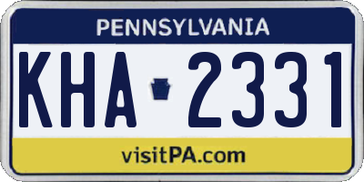 PA license plate KHA2331