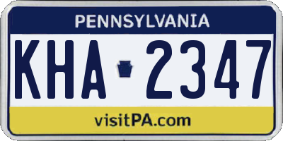 PA license plate KHA2347