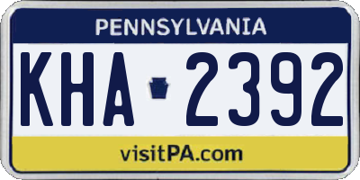 PA license plate KHA2392