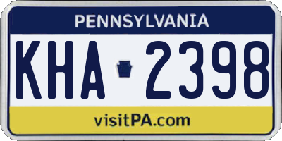 PA license plate KHA2398
