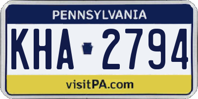 PA license plate KHA2794
