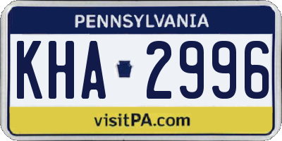 PA license plate KHA2996