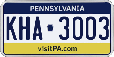 PA license plate KHA3003