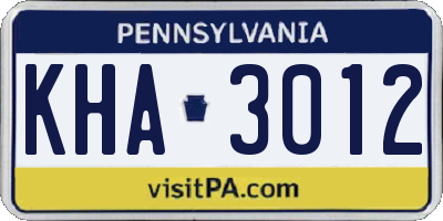 PA license plate KHA3012