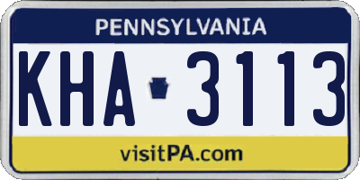 PA license plate KHA3113