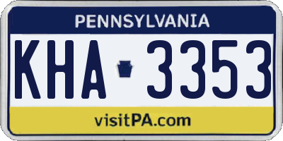 PA license plate KHA3353