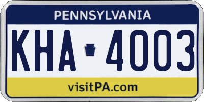 PA license plate KHA4003