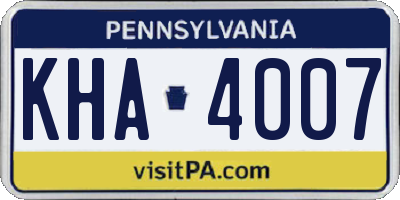 PA license plate KHA4007
