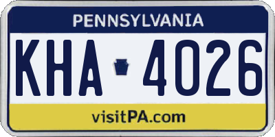 PA license plate KHA4026