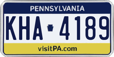PA license plate KHA4189