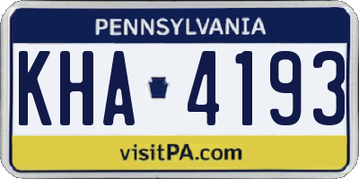 PA license plate KHA4193