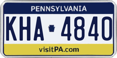 PA license plate KHA4840
