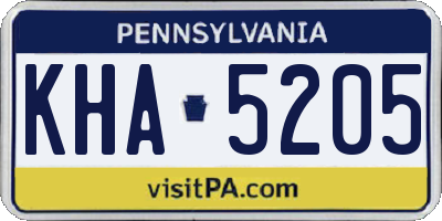 PA license plate KHA5205