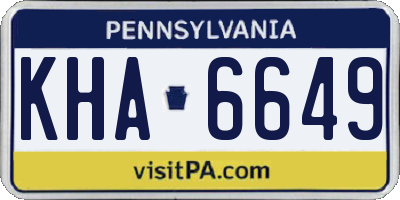 PA license plate KHA6649