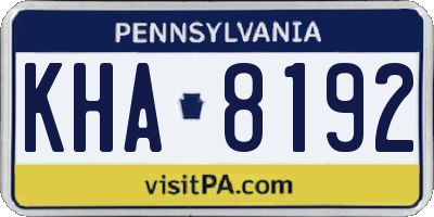 PA license plate KHA8192