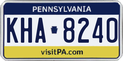 PA license plate KHA8240