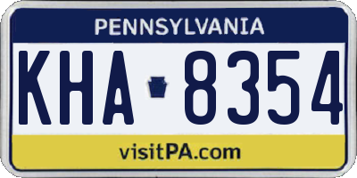 PA license plate KHA8354