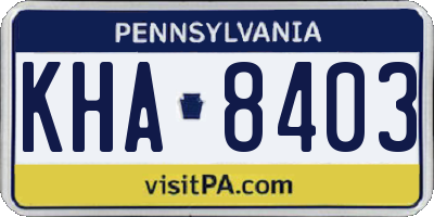 PA license plate KHA8403