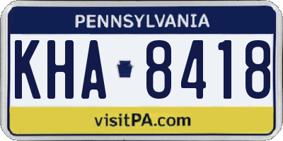 PA license plate KHA8418