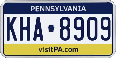 PA license plate KHA8909