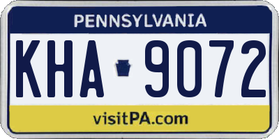 PA license plate KHA9072