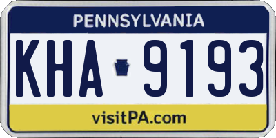 PA license plate KHA9193