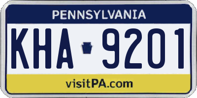 PA license plate KHA9201
