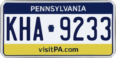 PA license plate KHA9233