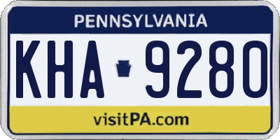 PA license plate KHA9280