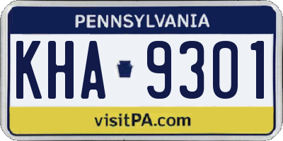 PA license plate KHA9301