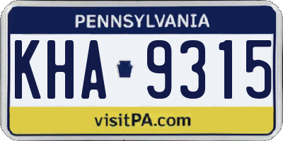 PA license plate KHA9315