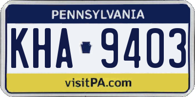 PA license plate KHA9403