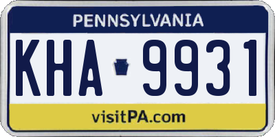 PA license plate KHA9931
