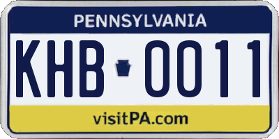 PA license plate KHB0011