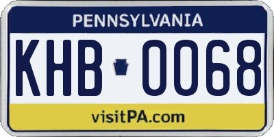 PA license plate KHB0068