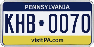 PA license plate KHB0070