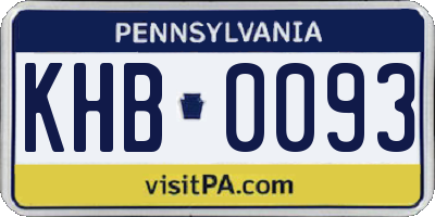 PA license plate KHB0093