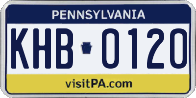 PA license plate KHB0120
