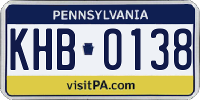 PA license plate KHB0138