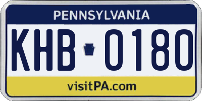 PA license plate KHB0180