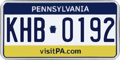 PA license plate KHB0192