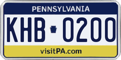 PA license plate KHB0200