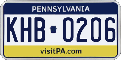 PA license plate KHB0206