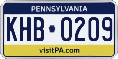 PA license plate KHB0209