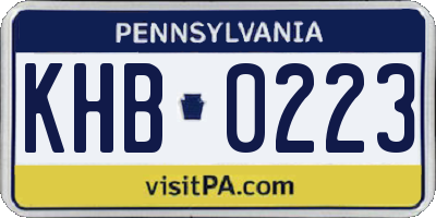 PA license plate KHB0223