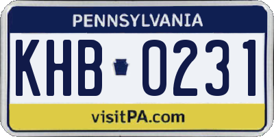 PA license plate KHB0231